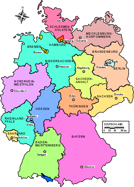 Deutschland Karte mit Bundesländer.
